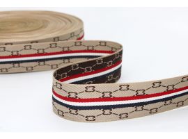 Taśma Paski Trzykolorowe Tło Beż