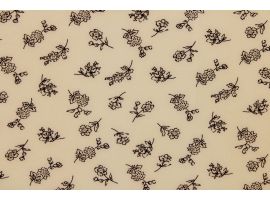 Tkanina Drukowana Bluzkowa Czarne Kwiaty Beż Tło