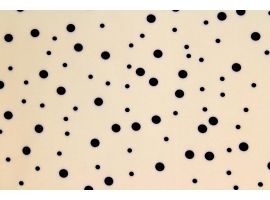 Tkanina Drukowana Bluzkowa Czarne Groszki Beż Tło