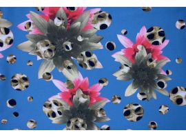 Fabric Printed Chiffon Flowers Leopard Background Jeans