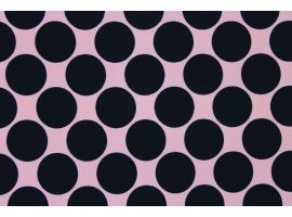 Dzianina Drukowana Sukienkowa na Spódnice Grochy Czarne Tło Brudny Róż