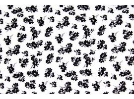 Tkanina Drukowana Bluzkowa Czarne Kwiatki Białe Tło