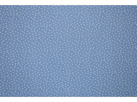 Tkanina Drukowana Bluzkowa Białe Groszki Jeans Tło