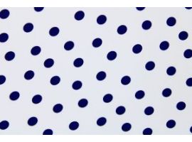 Printed Fabric for Blouse Dress Navy blue Polka dots White Background