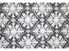 Dzianina na Swetry Czarny Biały Kwiaty Romby