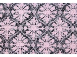 Dzianina na Swetry Czarny Puder Kwiaty Romby