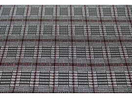 Dzianina Sukienkowa Żakard Pepitka Czerwona Krata