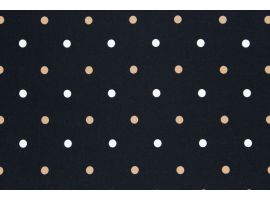Printed Fabric for Blouse Ecru Kamel Polka dots Black Background