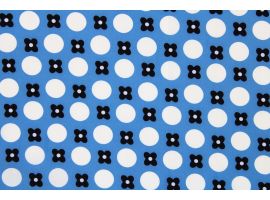 Tkanina Drukowana Bluzkowa Kwiaty Grochy Niebieskie Tło